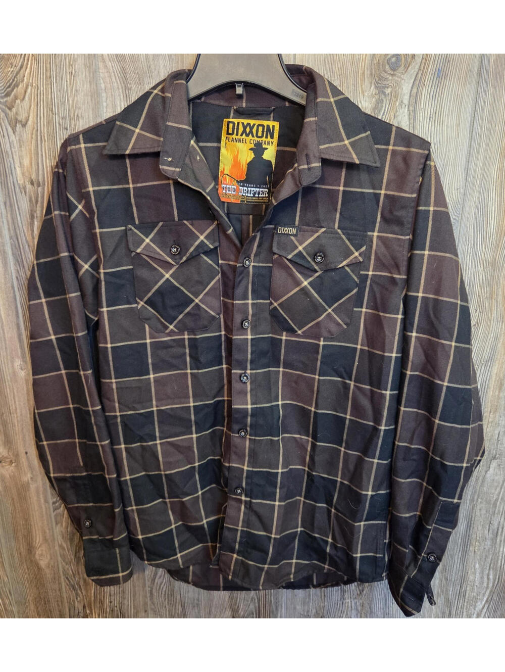 Dixxon Flannel Co. "The Drifter 10 Year" Size Small Brown Plaid L/S Button Shirt
